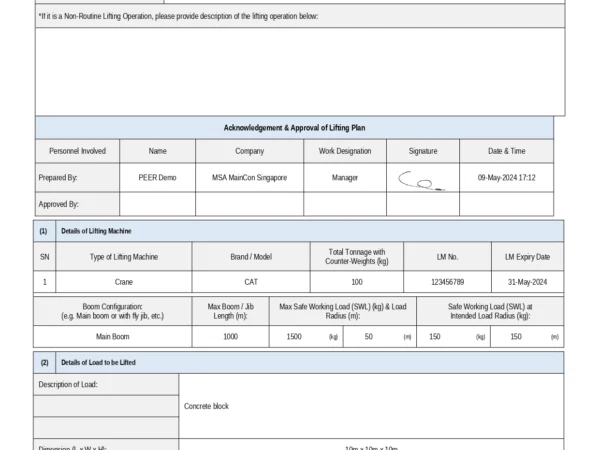 Lifting Plan