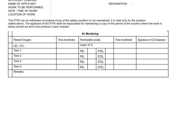 Air Monitoring Checklist – Company B