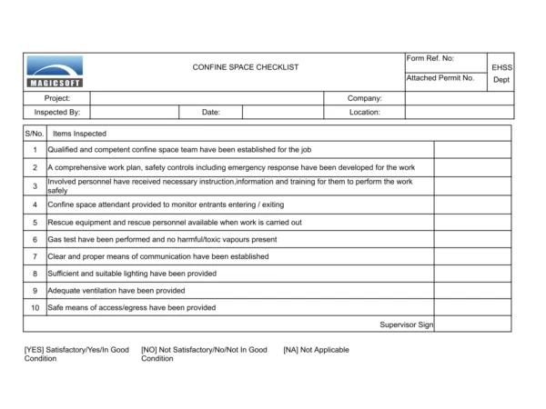 Confined Space Checklist – Company C