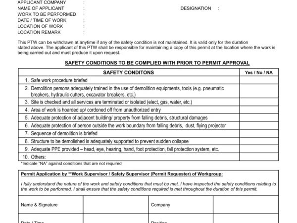 Demolition Checklist – Company B