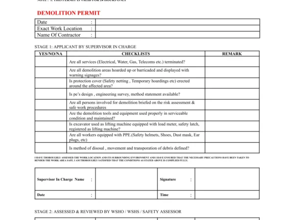 Demolition Checklist – Company D