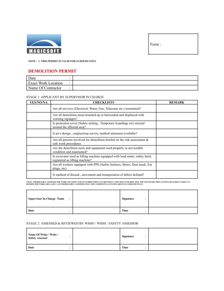 Demolition Checklist – Company D