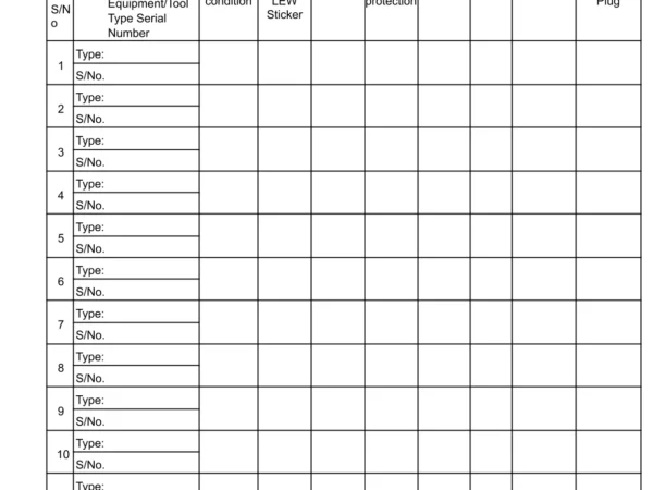 Electrical Tools/Equipment Checklist