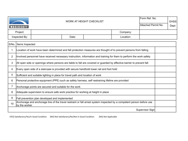 Work at Height Checklist – Company C