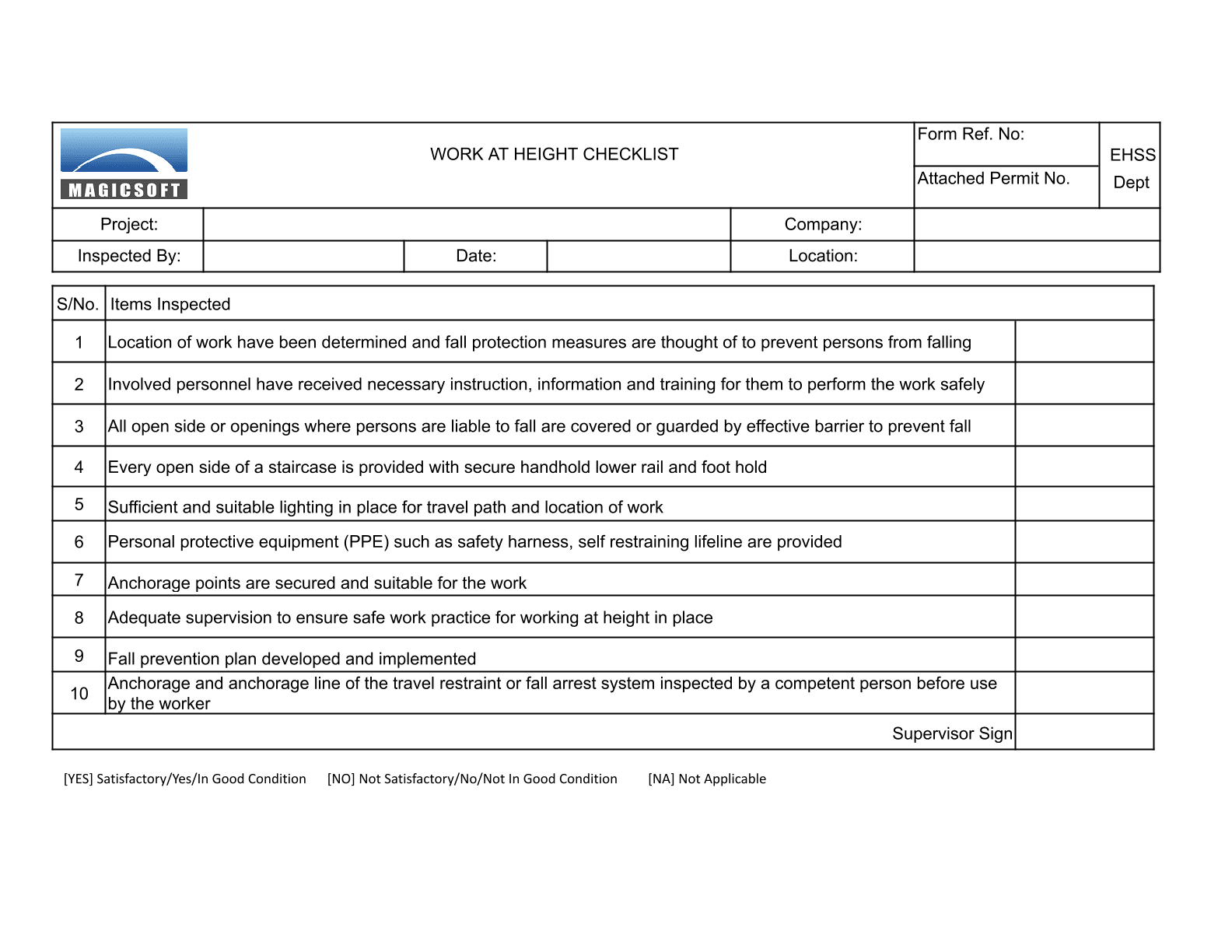 Work at Height Checklist – Company C