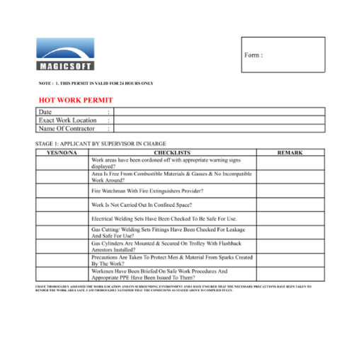 permit to work system permit to work system